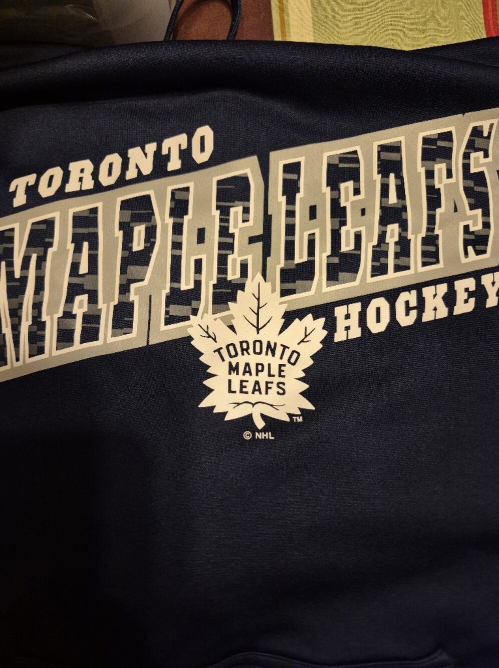 NHL Toronto Maple Leafs Navy and Cream Graphic Hoodie - Medium
